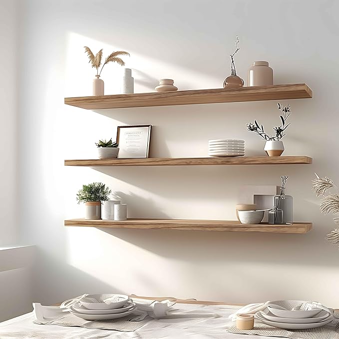 YYWUOJJ Wood Floating Shelves for Wall Decor, Rustic Wall Shelves for Bedroom