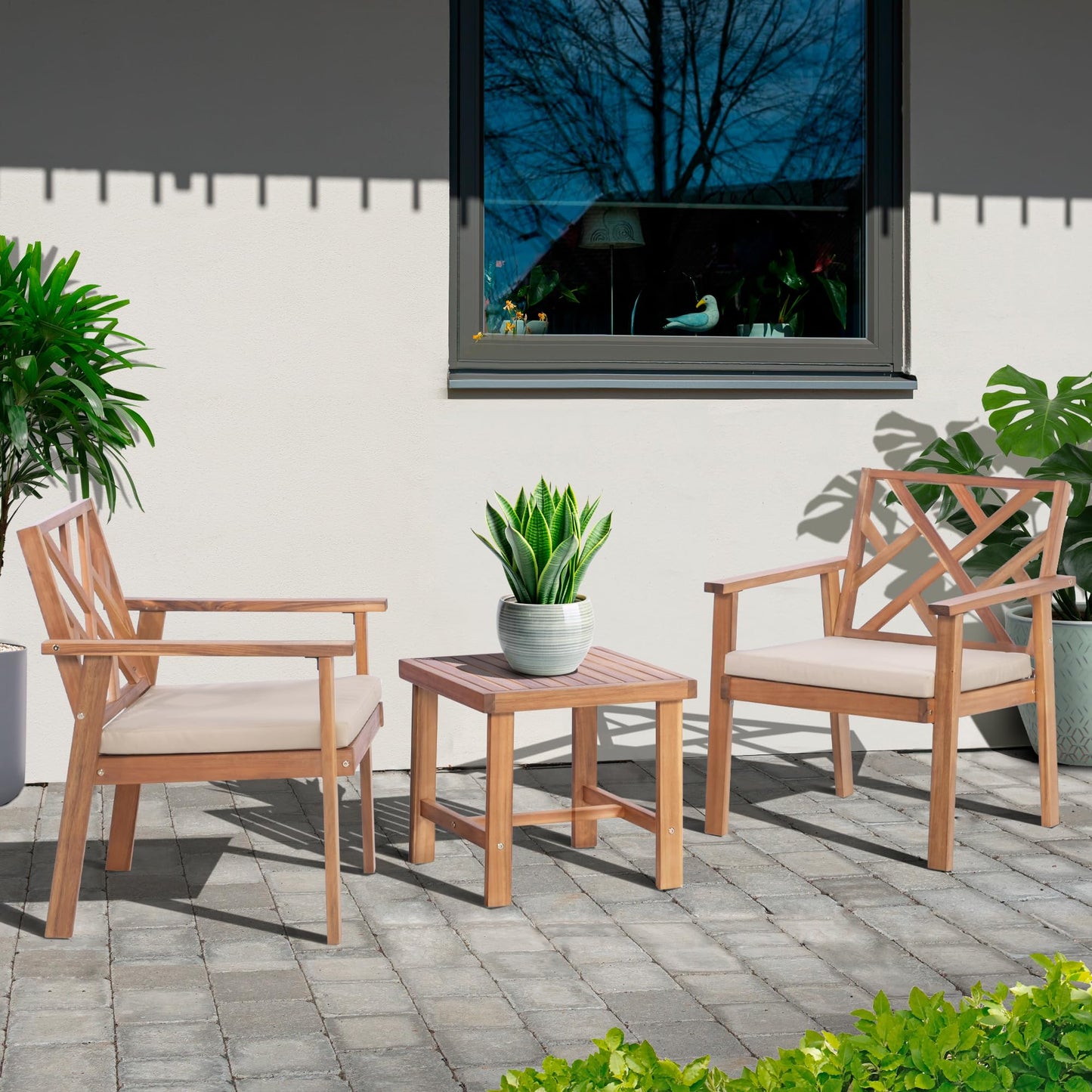 Werph 3-Piece Acacia Wood Outdoor Patio Furniture Set