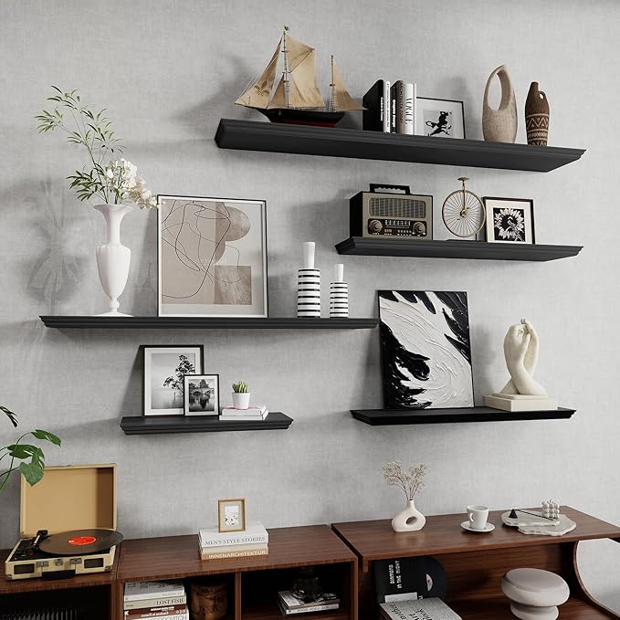 Fun Memories Floating Shelves 24 Inch Long, 9.3 Inch Deep Classic Crown Molding
