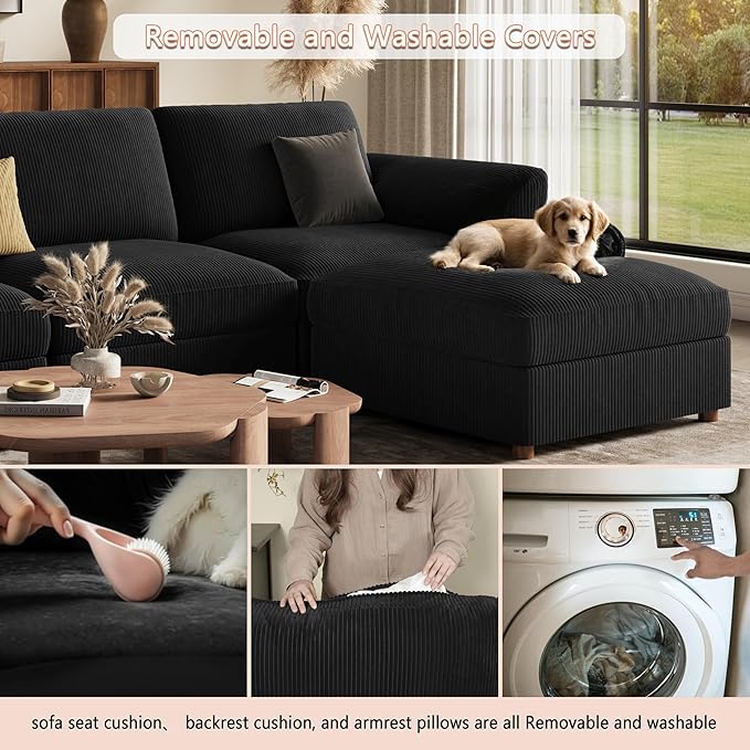 EASE MOOSE Oversized L Shaped Sectional Modular Sofa, Large U Shaped Sectional