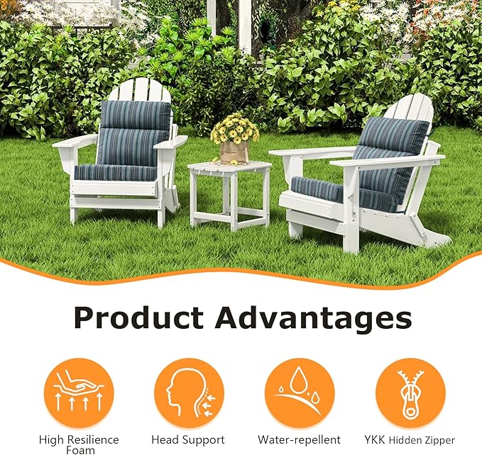 Unimatta Sunbrella Outdoor High Back Chair Cushion Seat Pads, 44 x 21 Inch
