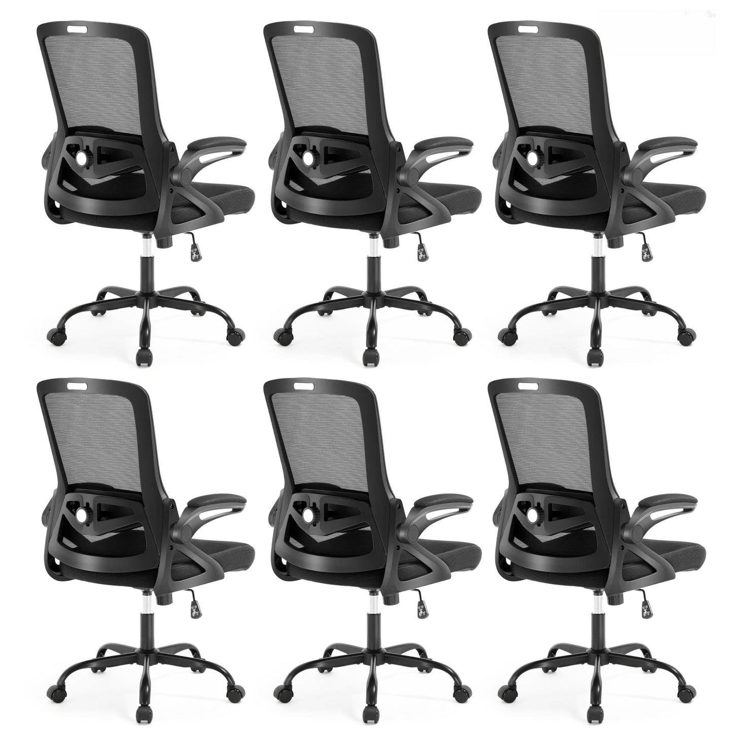 Nexthro Ergonomic Office Chair, Desk Chair with Adjustable Lumbar Support, Breathable Mesh Comfy Computer Chairs with Flip-up Armrests Executive Task Chair for Adults Home Office (6Pcs)