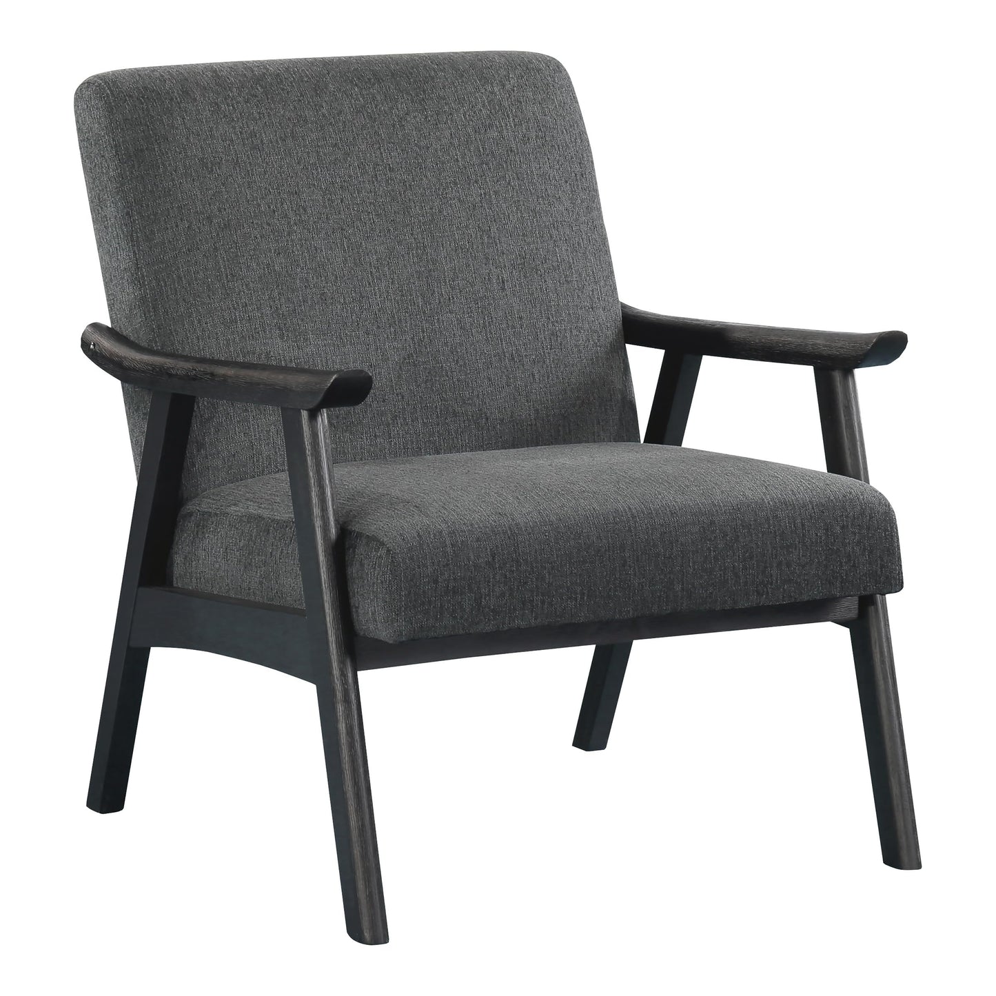 OSP Home Furnishings Weldon Mid-Century Modern Armchair, Charcoal Fabric with Black Finished Frame