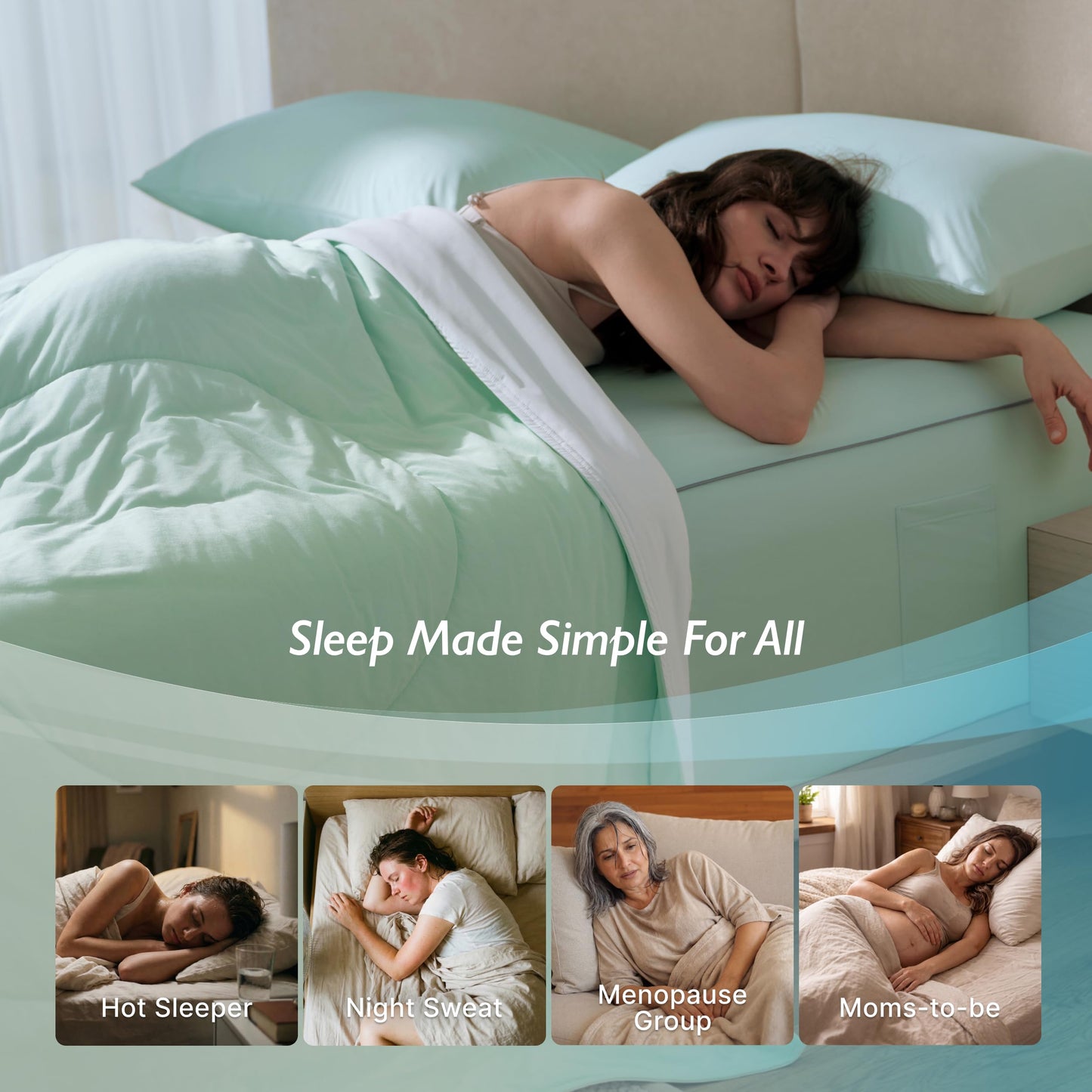 Breescape Cooling Comforter King Size - BlendTek Q-Max>0.5 Tech, Breathable Blanket for Hot Sleepers & Night Sweats, Reversible Quilt, Premium Lightweight Summer Bedding, 106x90 Inches