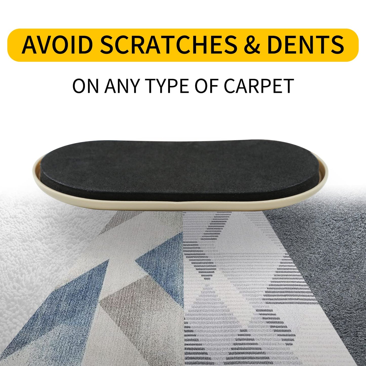 new space Oval Furniture Sliders, 8pcs 3 1/2" x 6" - Reusable Sliders for Carpet, Heavy-Duty Movers - Easily Move & Protect Furniture & Carpet