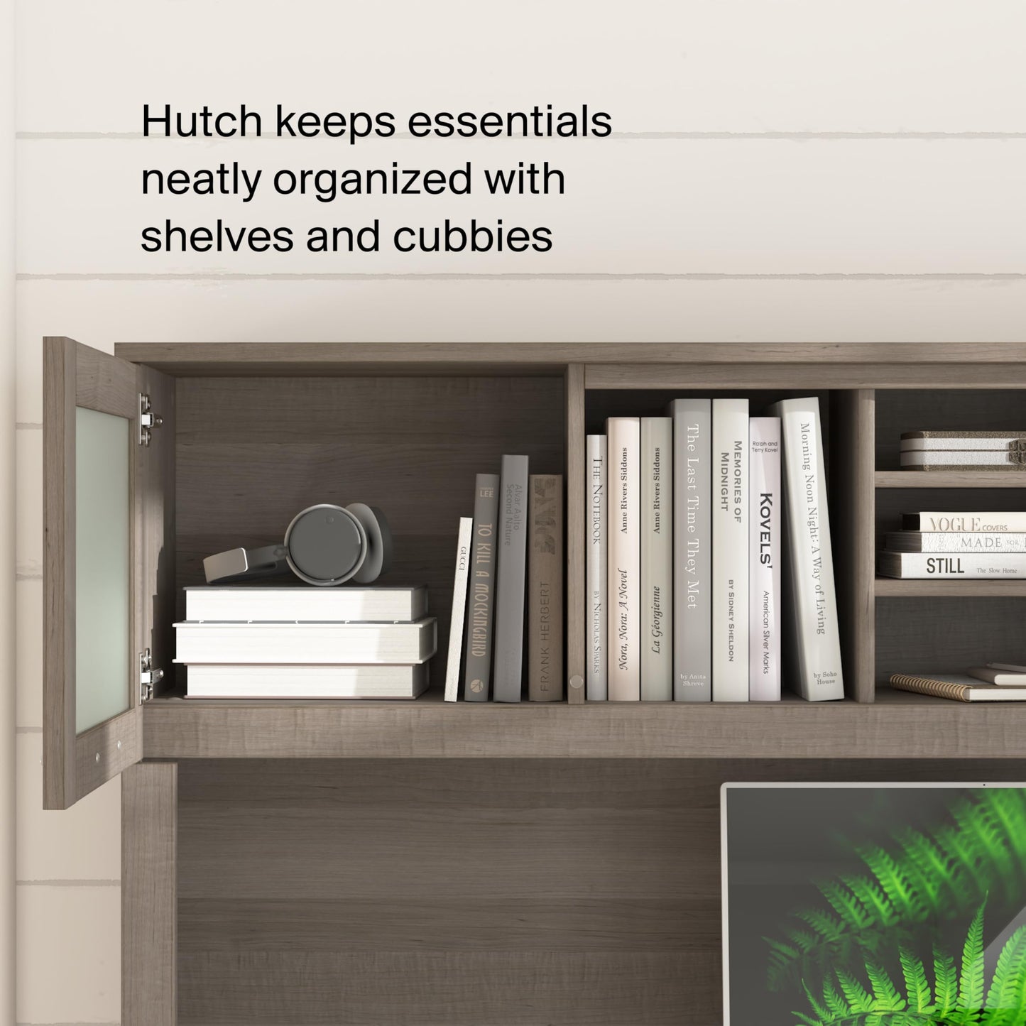 Bush Home 72-Inch Office Desk with Drawers and Hutch, Computer Desk with File and Box Drawers, Shelves and Storage Cabinet, Home Office Workstation, Somerset Collection, Ash Gray
