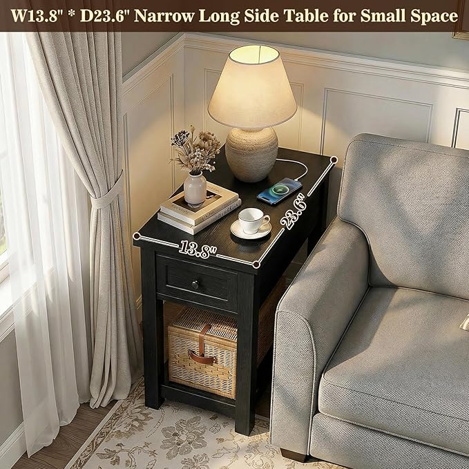 Armocity Narrow End Table with Charging Station