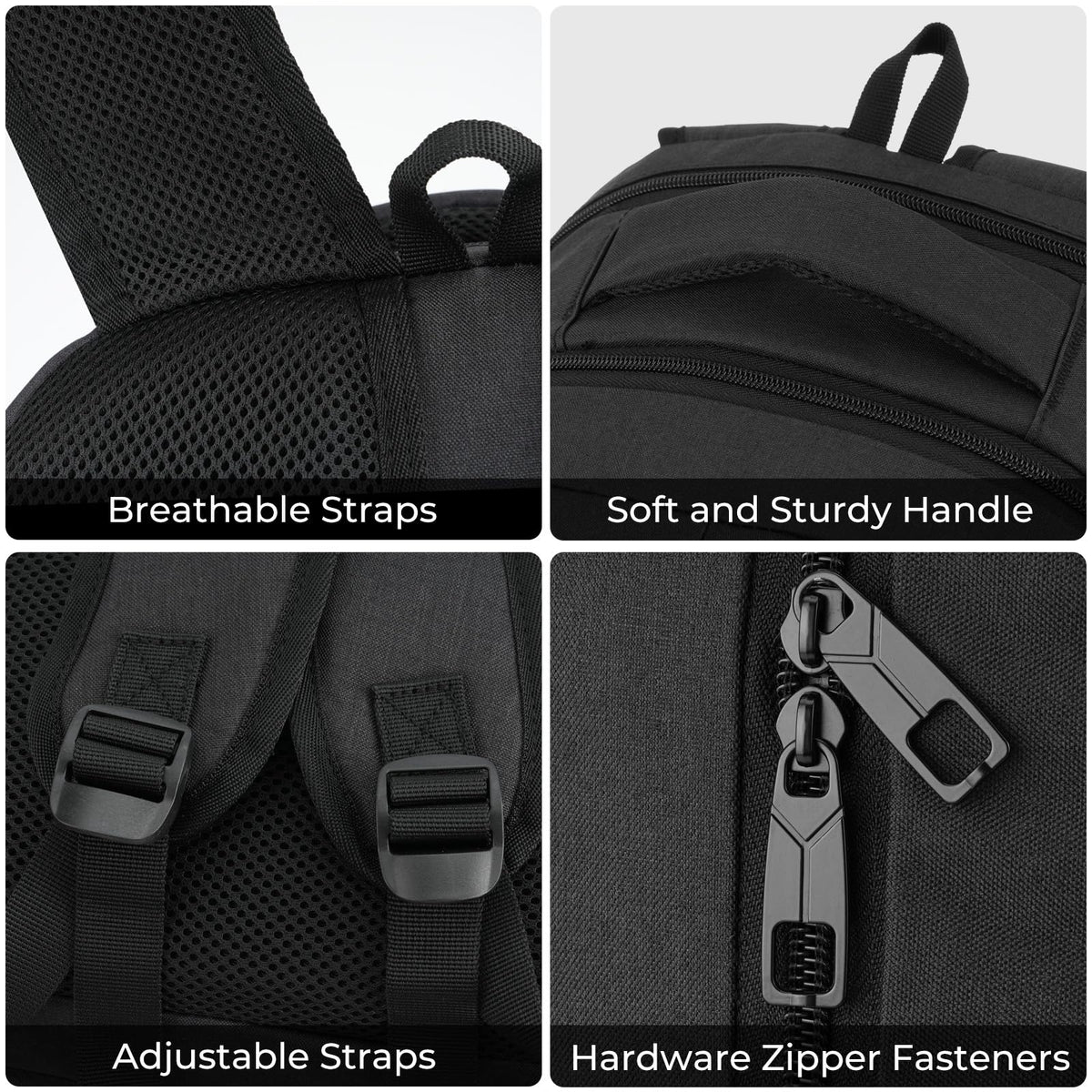 BIKROD Backpack for Men and Women, School Backpacks for Teen Boys Girls, Water Resistant Sturdy Anti Theft Travel Laptop Backpack, Black Student Bookbag Fits 15.6 Inch Laptop, Gifts