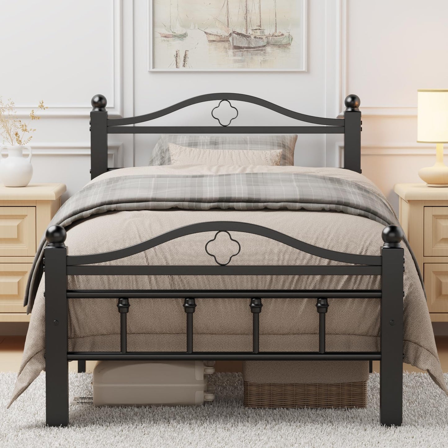 Slumber Haven Twin Bed Frame with Vintage Headboard