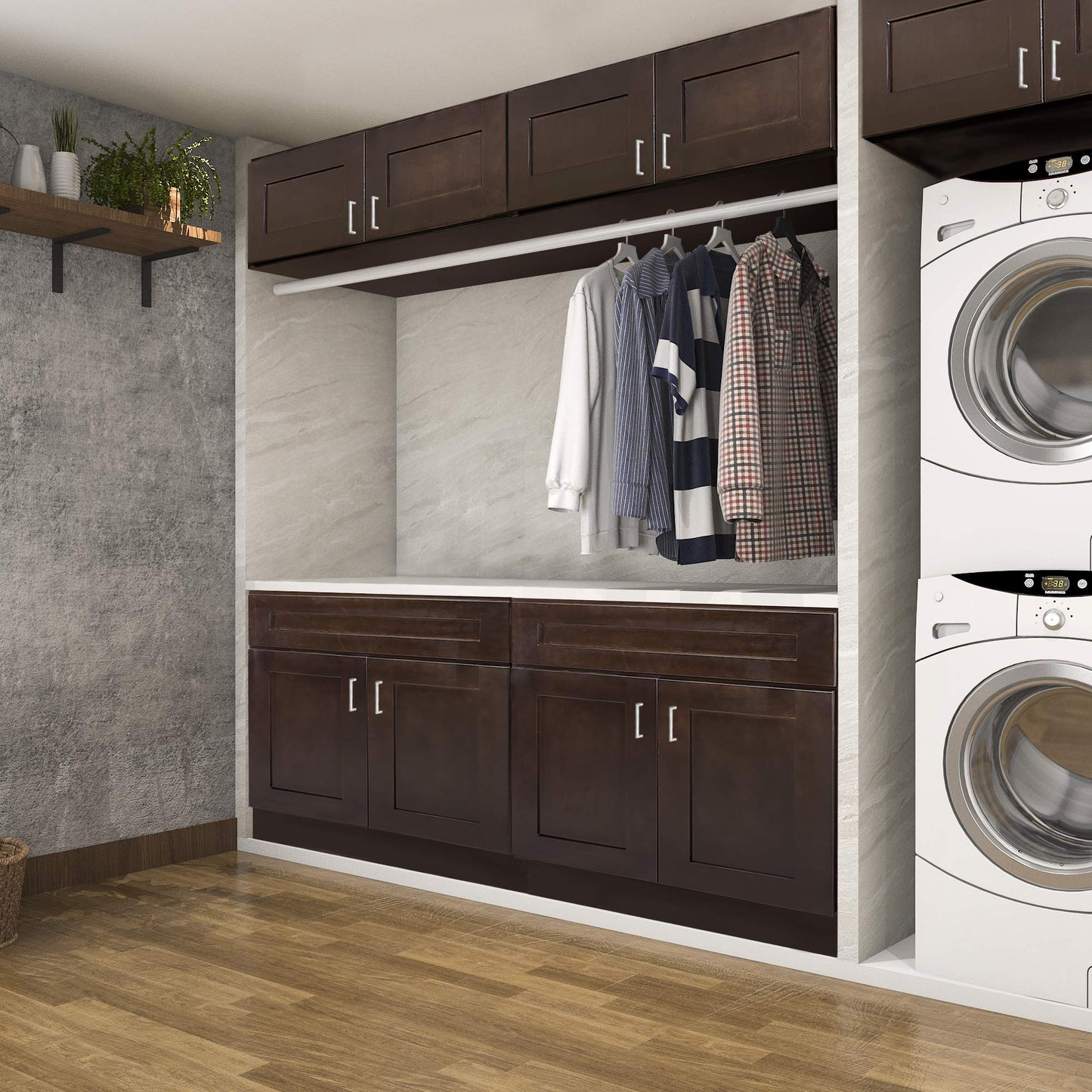Design House Brookings Shaker Unassembled Wall Kitchen Cabinet W2436, 24 W x 12 D x 36 H, Brown, Solid Wood, Design House, 543041