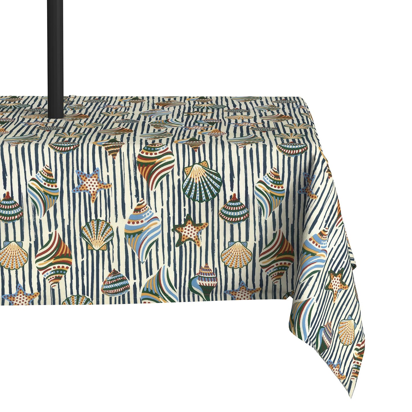 LVTXIII Rectangle Outdoor Tablecloth with Umbrella Hole and Zipper, Water-Repellent 60 x 84 Inch Patio Table Cover for Picnic, Garden, Backyard Dining, Cabana Shells
