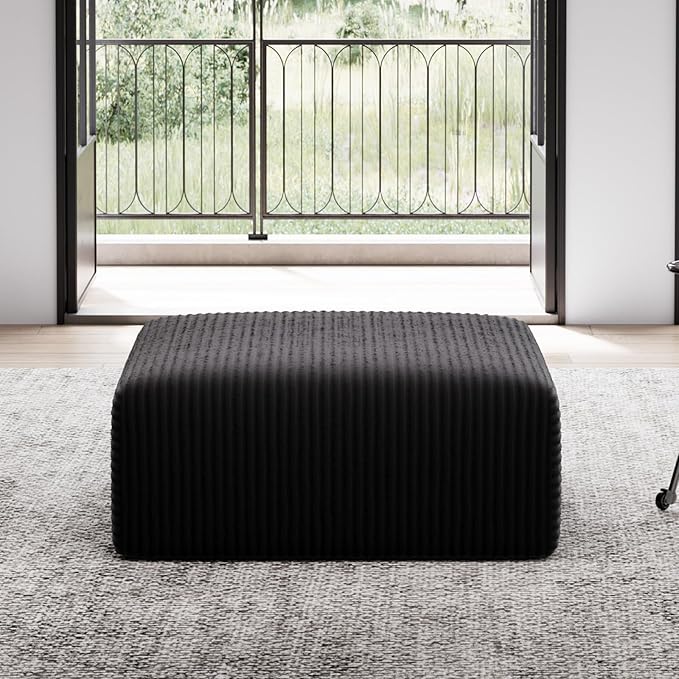 Avenco 35.4” Modular Ottoman, Corduroy Fabric, Zero Assembly Multifunctional