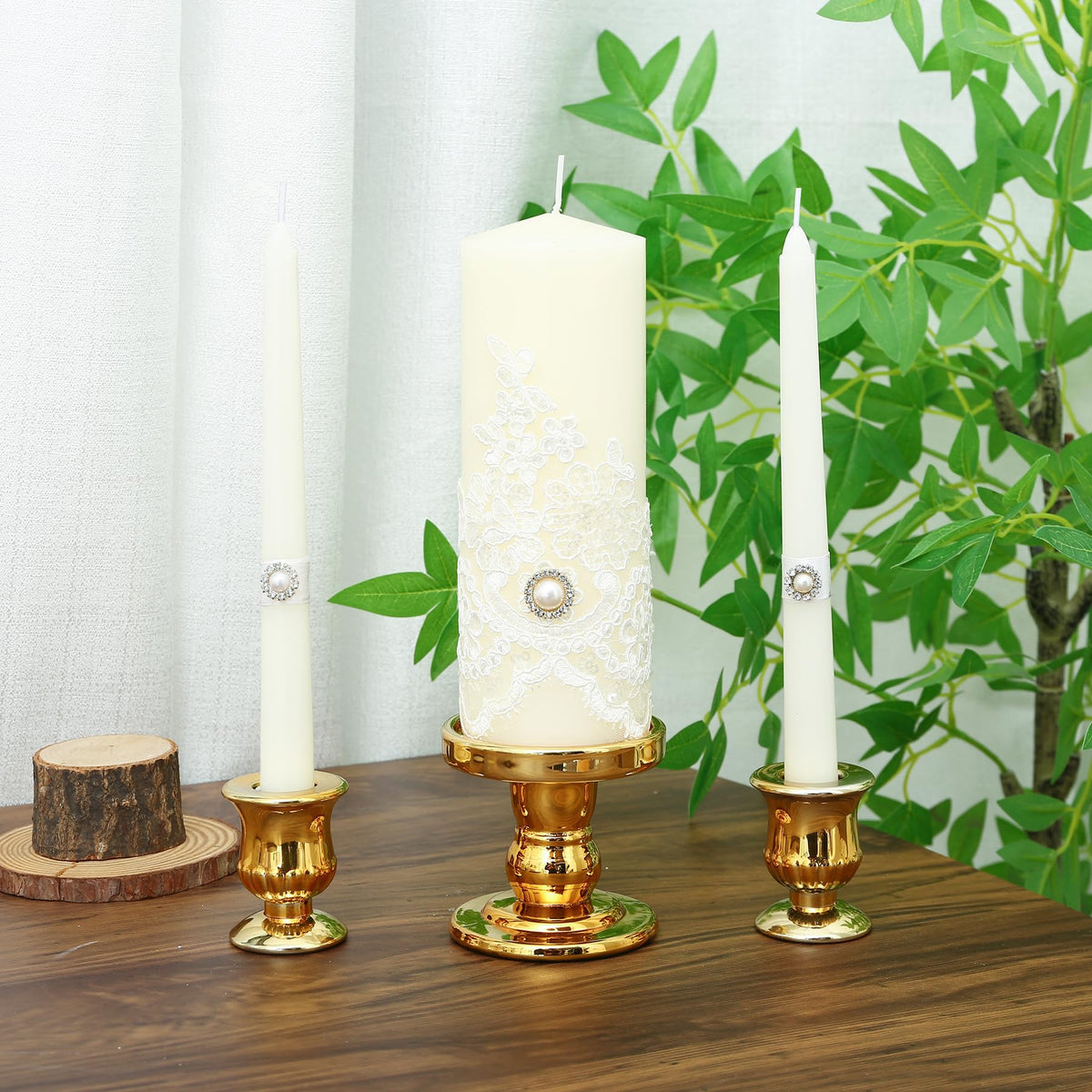 Gold Unity Candle Holder - Glass Candle Holders for Pillar Candles Taper Candles, Glass Candlestick Holders Set of 3, Decorative Clear Glass Candlestick Holder for Wedding Table Dinning Centerpiece