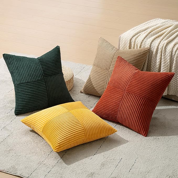 MIULEE Green Rust Throw Pillow Covers 20x20 Inch Set of 4 Boho Farmhouse Soft