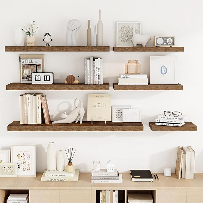 Acovy 48 Inch Floating Shelves, Wooden Shelves