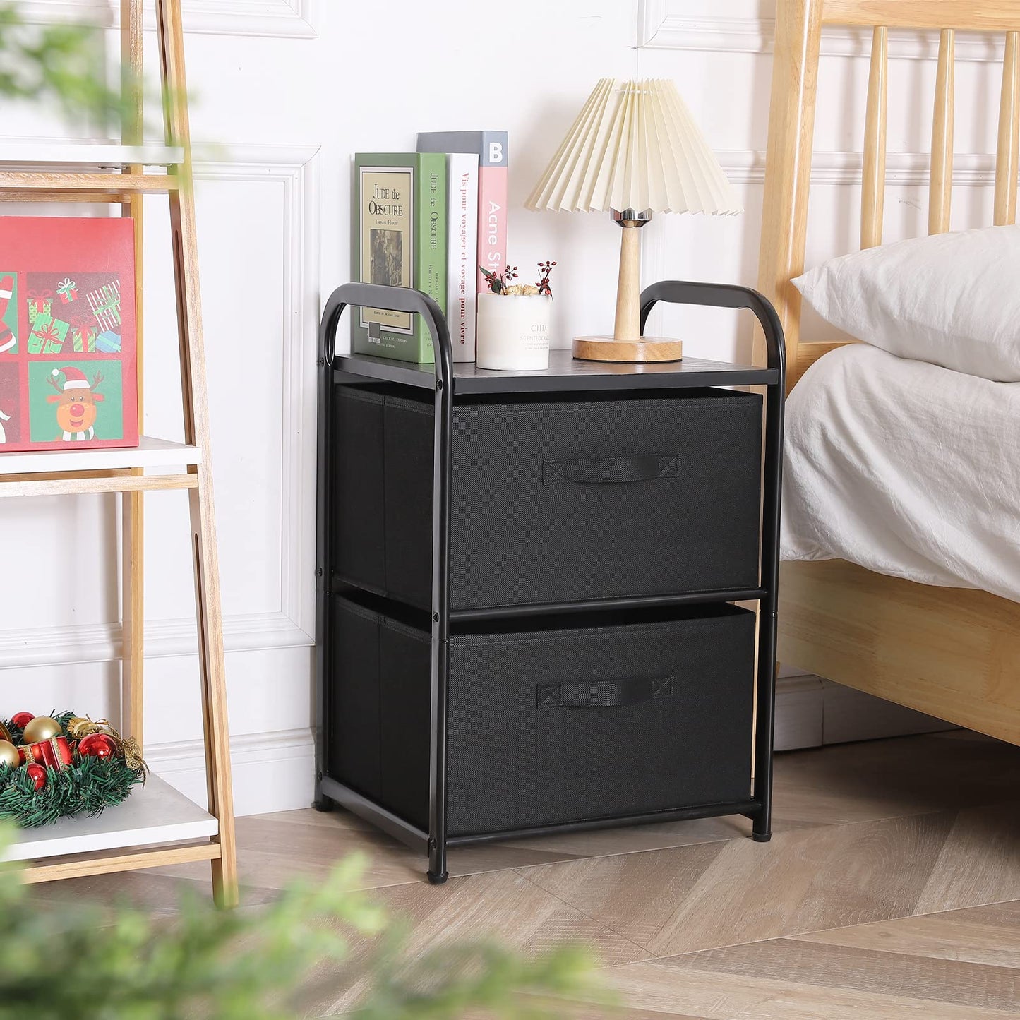 MAX Houser Dresser for Bedroom with 2 Drawers, Wide Chest of Drawers, Fabric Dresser, Storage Organizer Unit with Fabric Bins for Closet, Living Room, Hallway, Nursery,Black