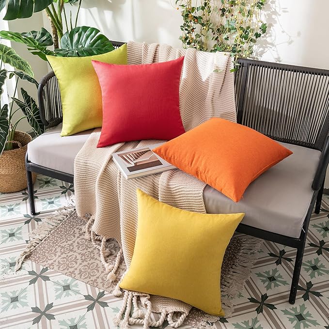 MIULEE Pack of 2 Decorative Outdoor Solid Waterproof Throw Pillow Covers Faux
