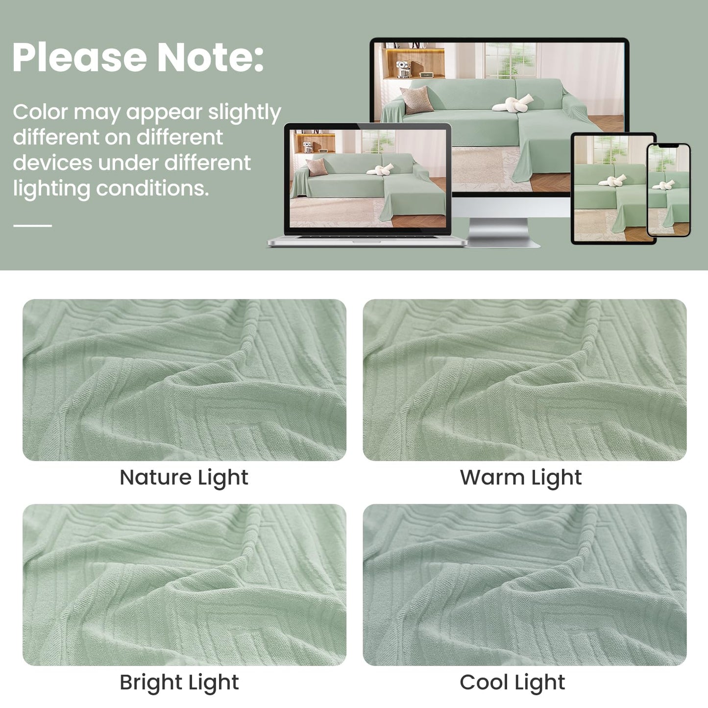 CYCMACO Sectional Couch Covers for Dogs 2 Pieces, Pet Couch Covers for Sectional Sofa, Washable L Shaped Couch Cover, Couch Furniture Protector (X-Large: 78" x 110" + 78" x 118", Light Green)
