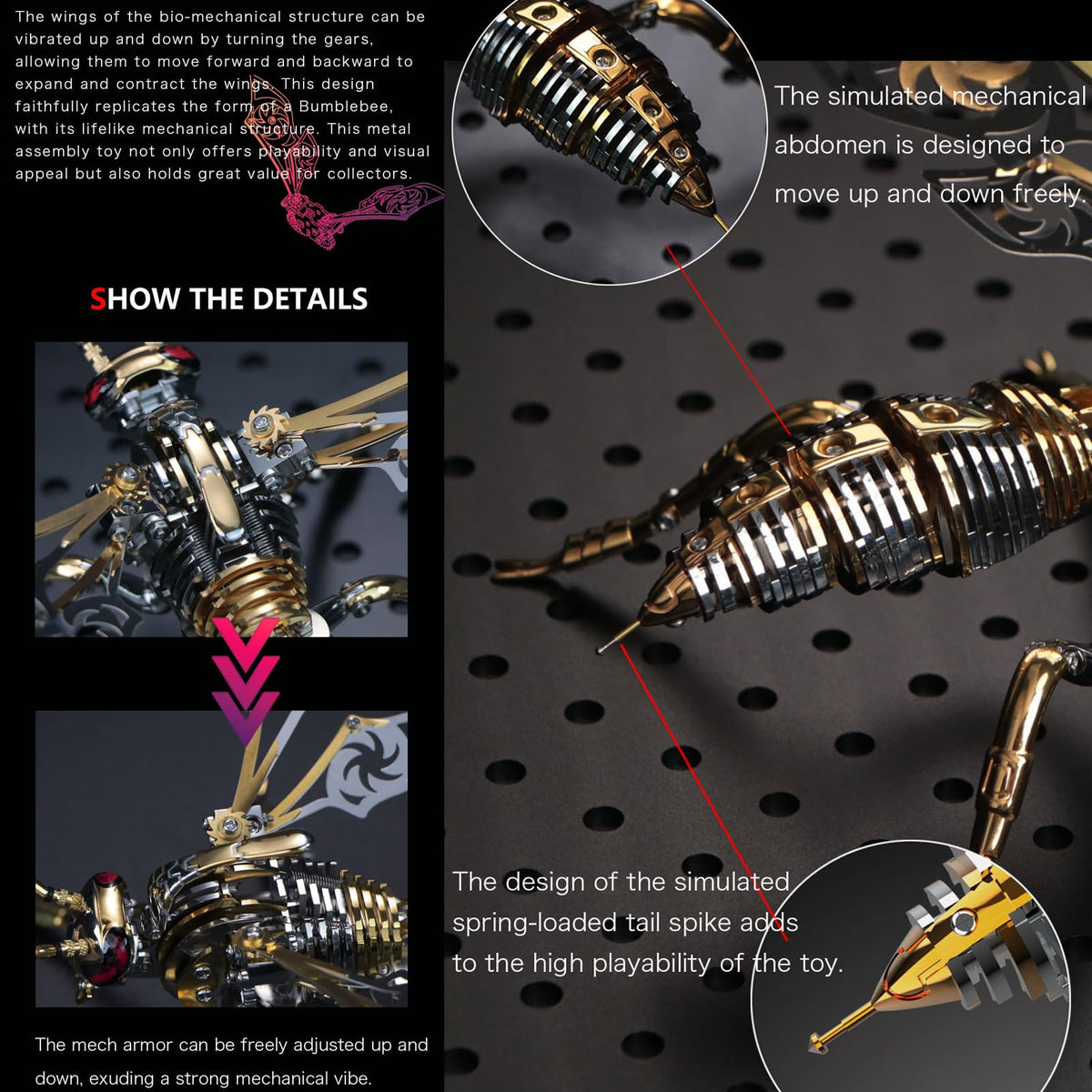 3D Metal Puzzles for Adults Mechanical Wasp Model Kits Building Blocks the Northern Giant Hornet Difficult DIY Assembly for Men