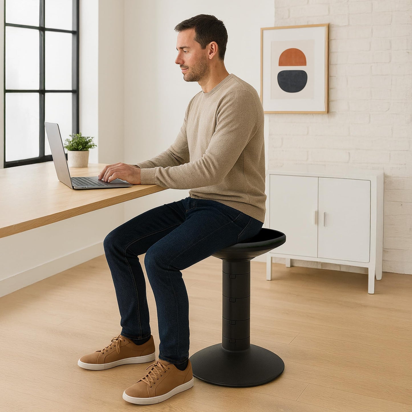 Storex Wiggle Stool – Active Flexible Seating for Classroom and Home Study, Adjustable 12-18 Inch Height, Black (00300U01C)