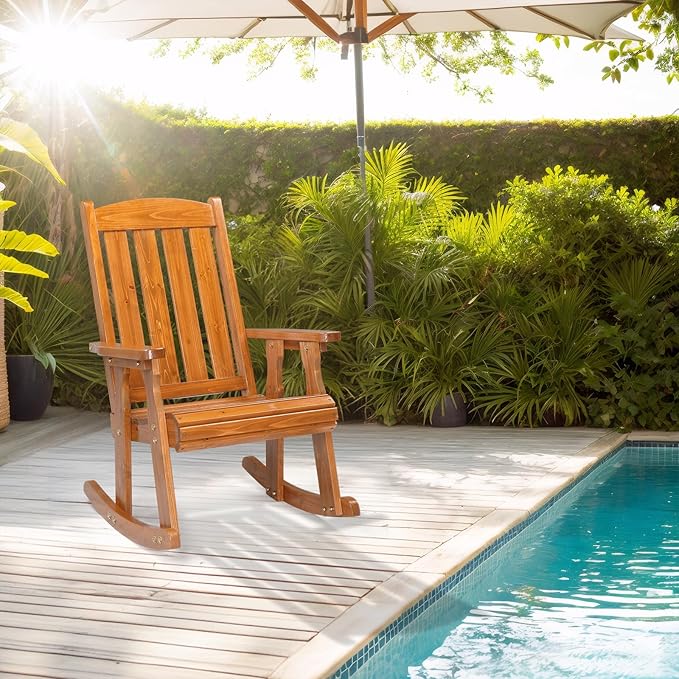 VINGLI Outdoor Rocking Chair Set of 2, Heavy Duty 600 LBS Wooden Rocking Chair
