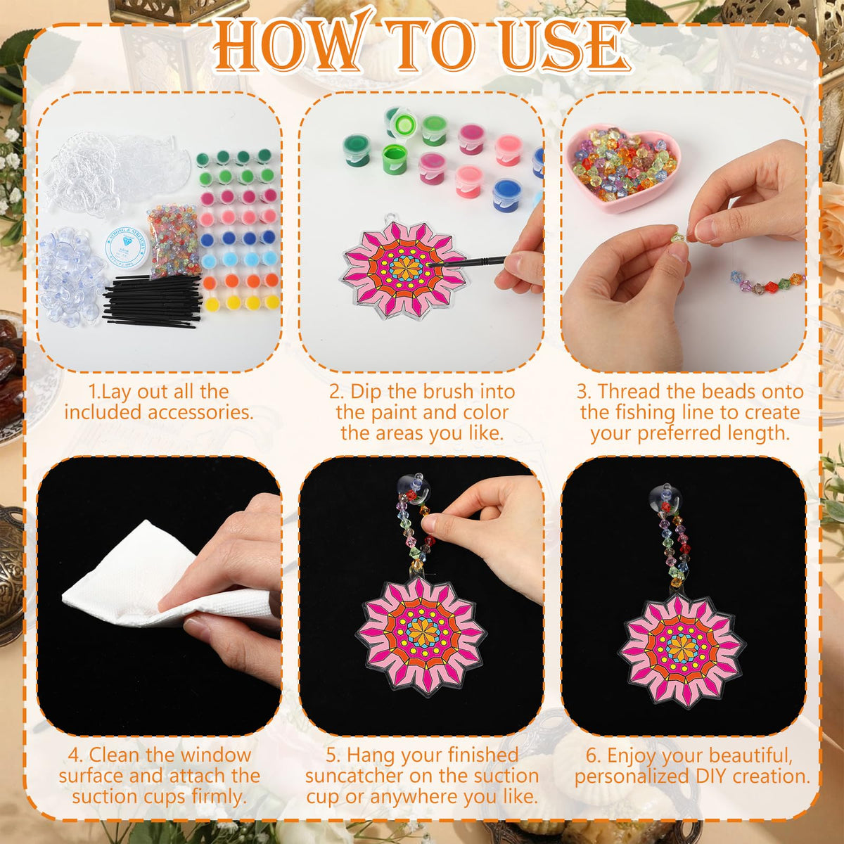Beeveer 30 Sets Ramadan Suncatchers Art Kits DIY Eid Al Fitr Crescent Moon and Star Mosque Suncatcher Crafts Paint Your Own Window Ornaments for Boys Girls Islamic Eid Mubarak Activities Party Favor