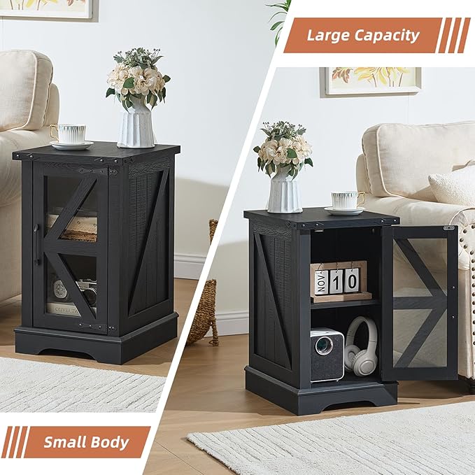 Joaxswe Narrow Night Stand for Small Spaces, Farmhouse Side End Table