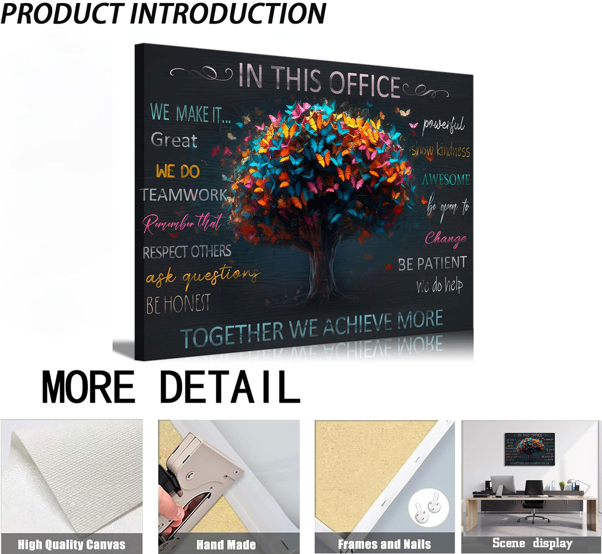 Office Inspirational Quotes Canvas Wall Art Teamwork Positive Energy Picture Wall Decor Team Rules Inspiring Poster Print Painting for Living Room Bedroom Man Cave Decoration Prepare To Hang