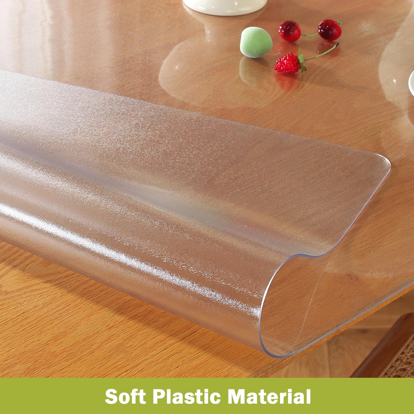 OstepDecor Frosted Clear Table Cover Protector 18 x 60 Inch, 1.5mm Thick Plastic Table Cover, Dining Table Protector Pad, Waterproof & Easy Cleaning PVC Desk Mat for Dresser, Coffee & Wooden Tabletop
