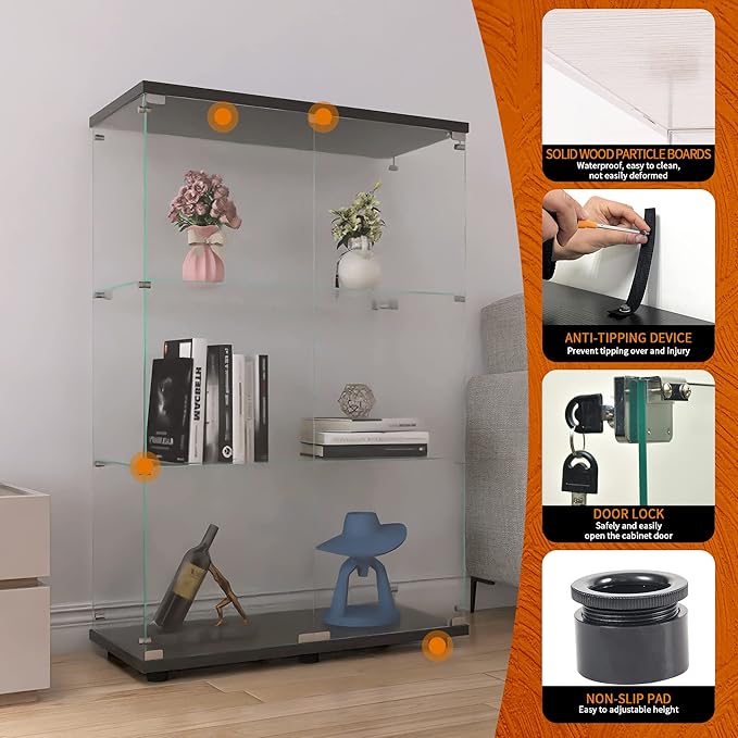 Beauty4U 2 Doors Glass Display Cabinet