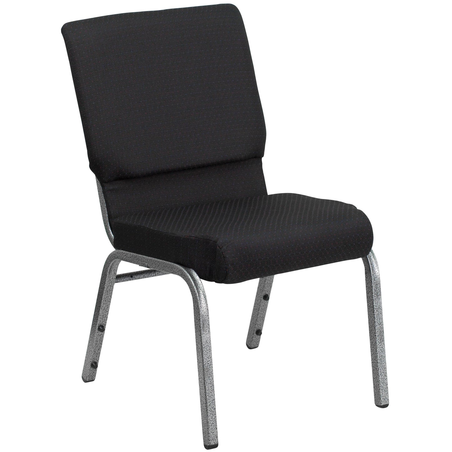 Flash Furniture 4 Pack HERCULES Series 18.5''W Stacking Church Chair in Black Patterned Fabric - Silver Vein Frame