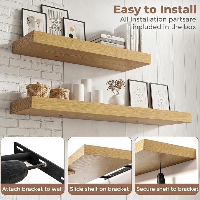 FLYJOE Floating Shelves for Wall, 55 Inch Floating Shelves Set of 2, Kitchen