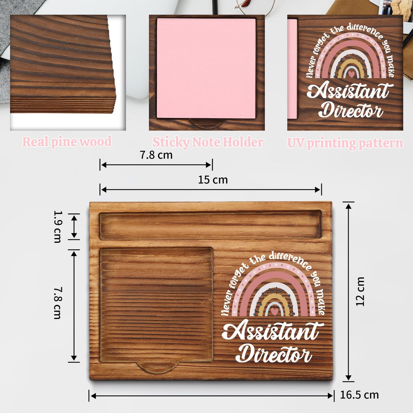 Assistant Director Gifts, Thank You Appreciation Gifts for Assistant Director Week Graduation Birthday Christmas Office Desk Self-Stick Note Pad Holders SBB25