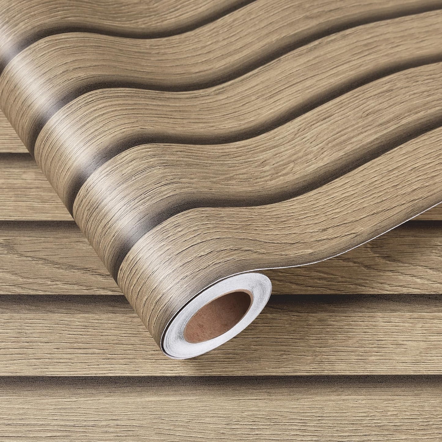 HelloWall 17.7x317 Slats Wood Wallpaper Peel and Stick Wood Slat Contact Paper Slat Wall Panel Peel and Stick for Table Removable Wooden Wallpaper Waterproof Self Adhesive Wall Paper for Accent Walls
