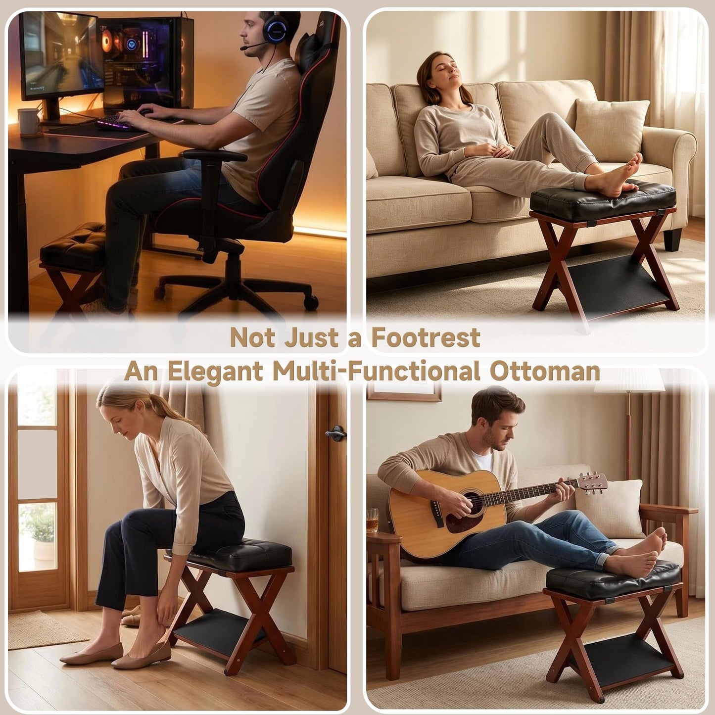 Foot Rest Under Desk at Work - Upgraded Taller Double Step Ergonomic Footrest Under Desk with 3 Height Options & Non-Slip Surface. Office Foot Stool for Home Office & Gaming, Leg Rest Posture Relief