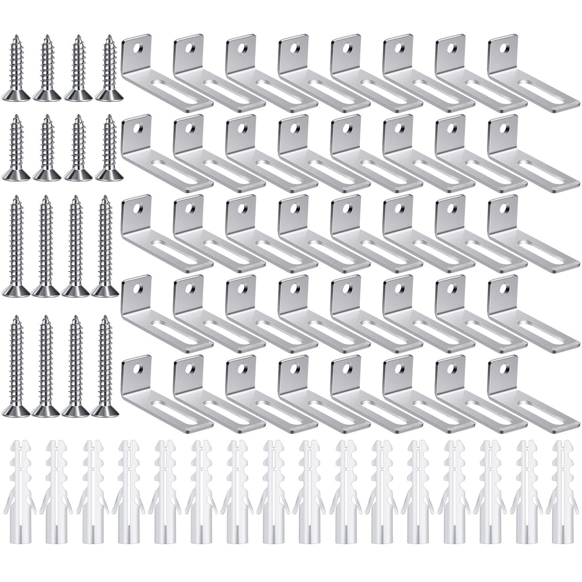 Oudain 40 Set Wall Brackets Whiteboard Mounting Hardware Wall Installation Hardware Kit Whiteboard Mounting Brackets Include Hanger Supports, Screws, Expansion Tube for Hanging Office Supplies