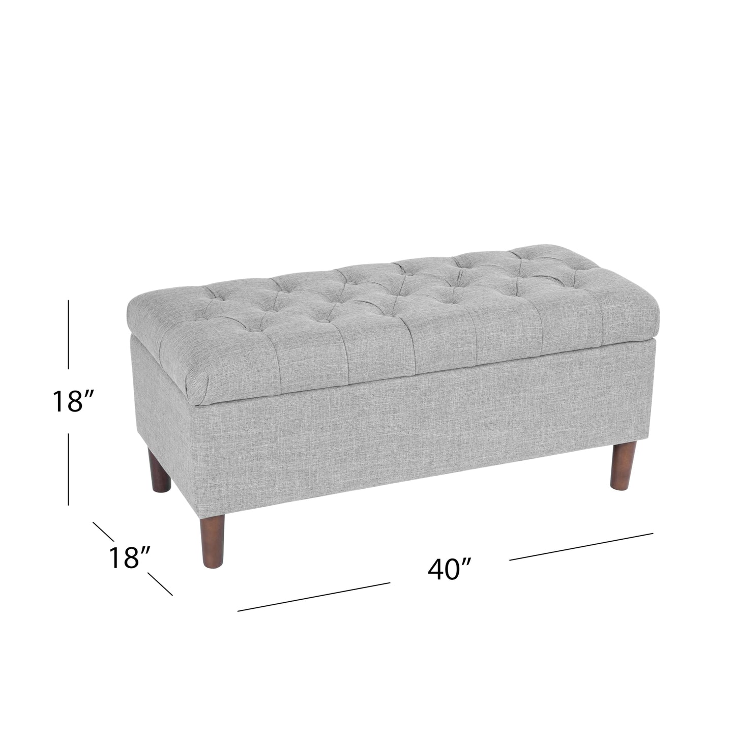 HomePop 40" Ainsley Button Tufted Storage Bench - Gray Woven