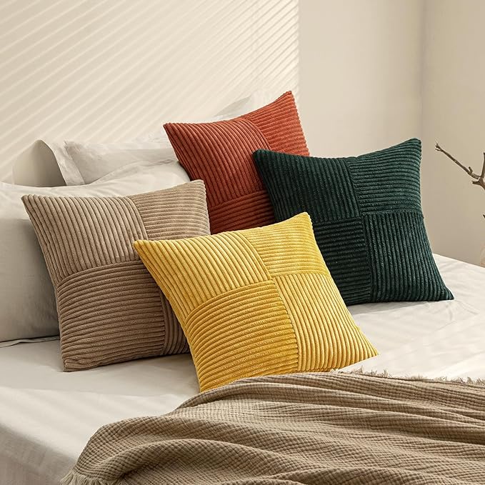 MIULEE Green Rust Throw Pillow Covers 20x20 Inch Set of 4 Boho Farmhouse Soft