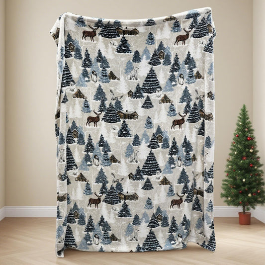 VigorSpring Christmas Throw Blanket - 60x80 inches, Holiday Christmas Tree Reindeer Snowflakes Fleece Blanket Winter Soft Blanket for Couch Sofa Bed Lounging, Ideal Gifts for Kids Adults Wife Self