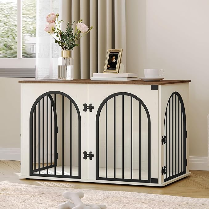 39.4" Wooden Dog Crate Furniture, Indoor Dog Kennel Dogs Cage