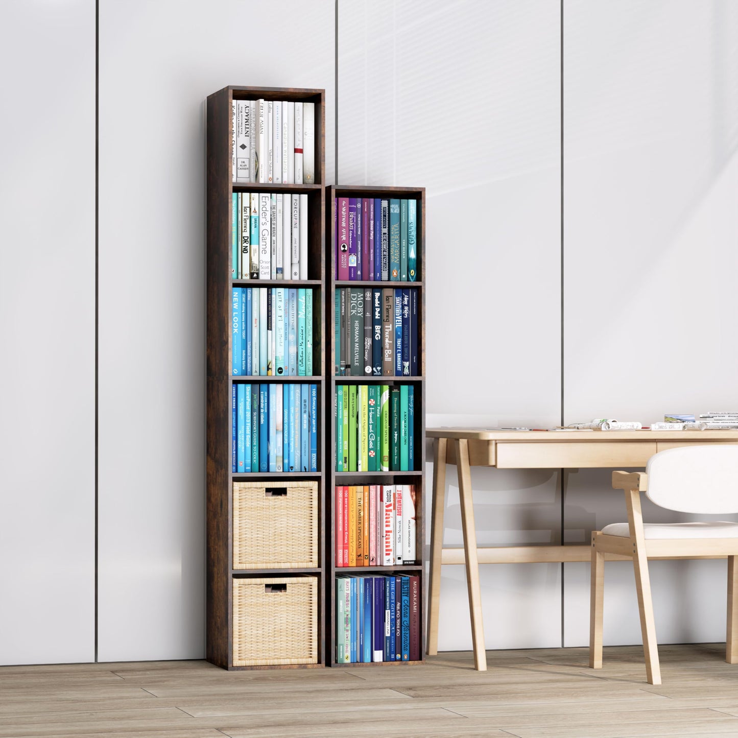NewBeth Cube Storage Organizer, 6 Cube Retro Bookshelf, Freestanding 6 Tier Open Shelf, Rustic Brown Retro Shelves for Home Office, Bedroom, Living Room, Study