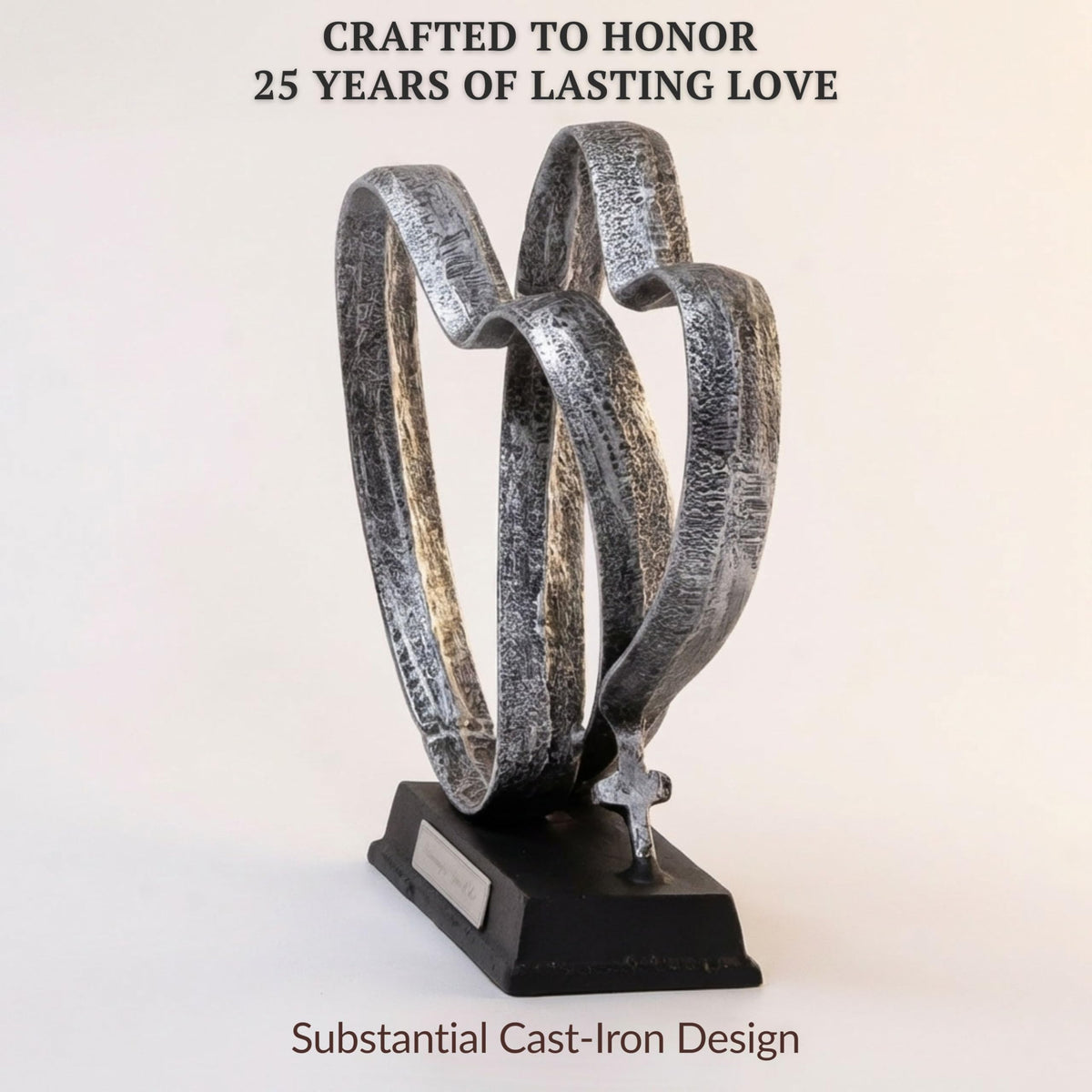 DCAPILLA 25th Anniversary Wedding Gifts – Two Hearts & Cross Keepsake - Ready-to-Gift Includes Present Box, Poem Card, and Engraved Plaque