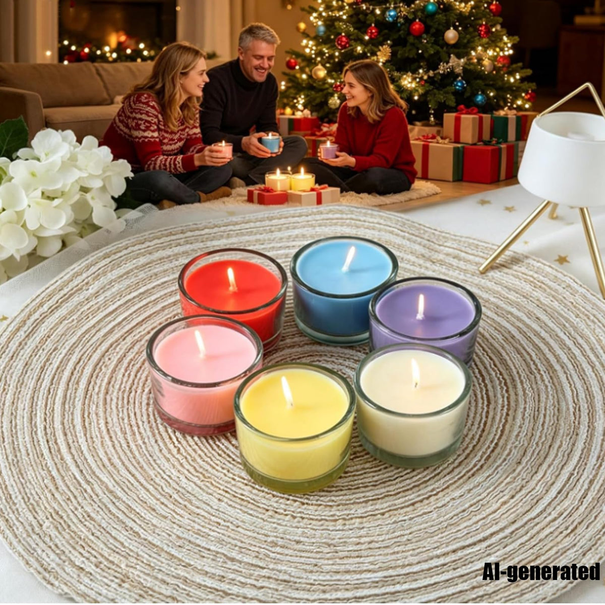 7–8 Hour Long-Burning Scented Tea Lights (6-Pack) — Assorted Scented Candles in Glass Cups | Smokeless & Aromatic — Ideal for Home, Weddings, Parties, and Gifting (Red)