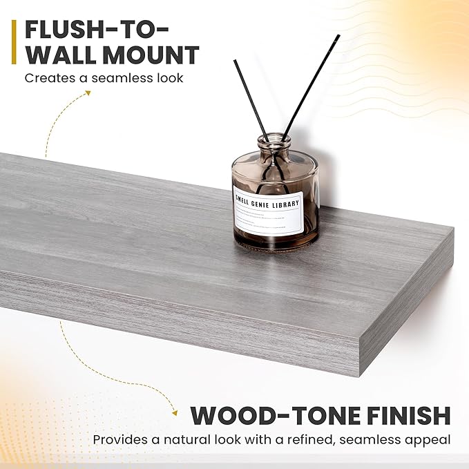 Acovy 24 Inch Floating Shelves, 9.3" Deep Floating Shelf Wall Mounted, Rustic
