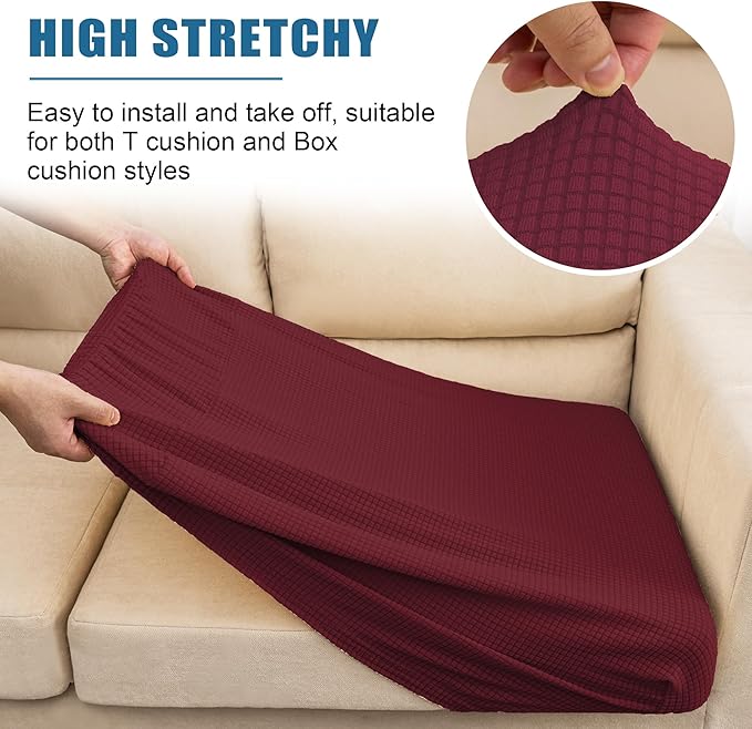 Water Repellent Couch Cushion Cover 3 Pieces Sofa Seat Cushion Covers, Stretch