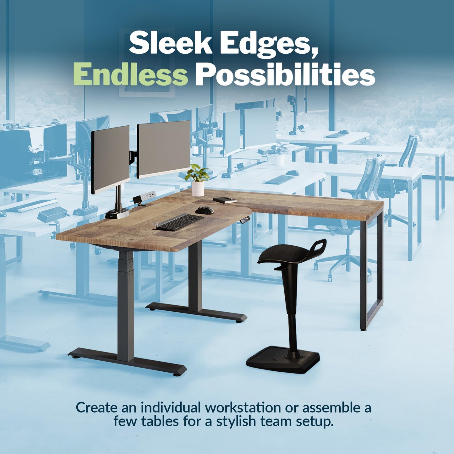 Vari Table 48x24 - Modern Computer Desk with Durable Laminate Finish and Slim Legs - Ideal for Gaming, Home, or Office - Stand-Alone Workstation or Corner Side Table - Reclaimed Wood