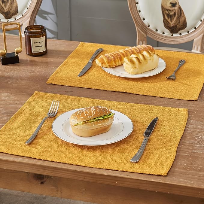 BALCONY & FALCON Placemats Set of 4 Faux Linen Cloth Place Mats Washable