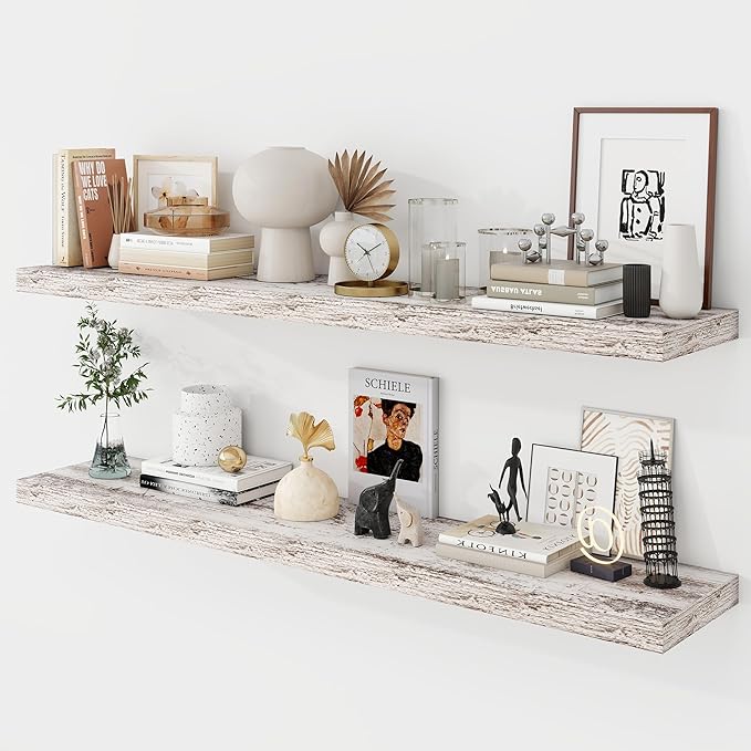 Acovy 48 Inch Floating Shelves, 9.3" Deep Floating Shelf Wall Mounted, Rustic
