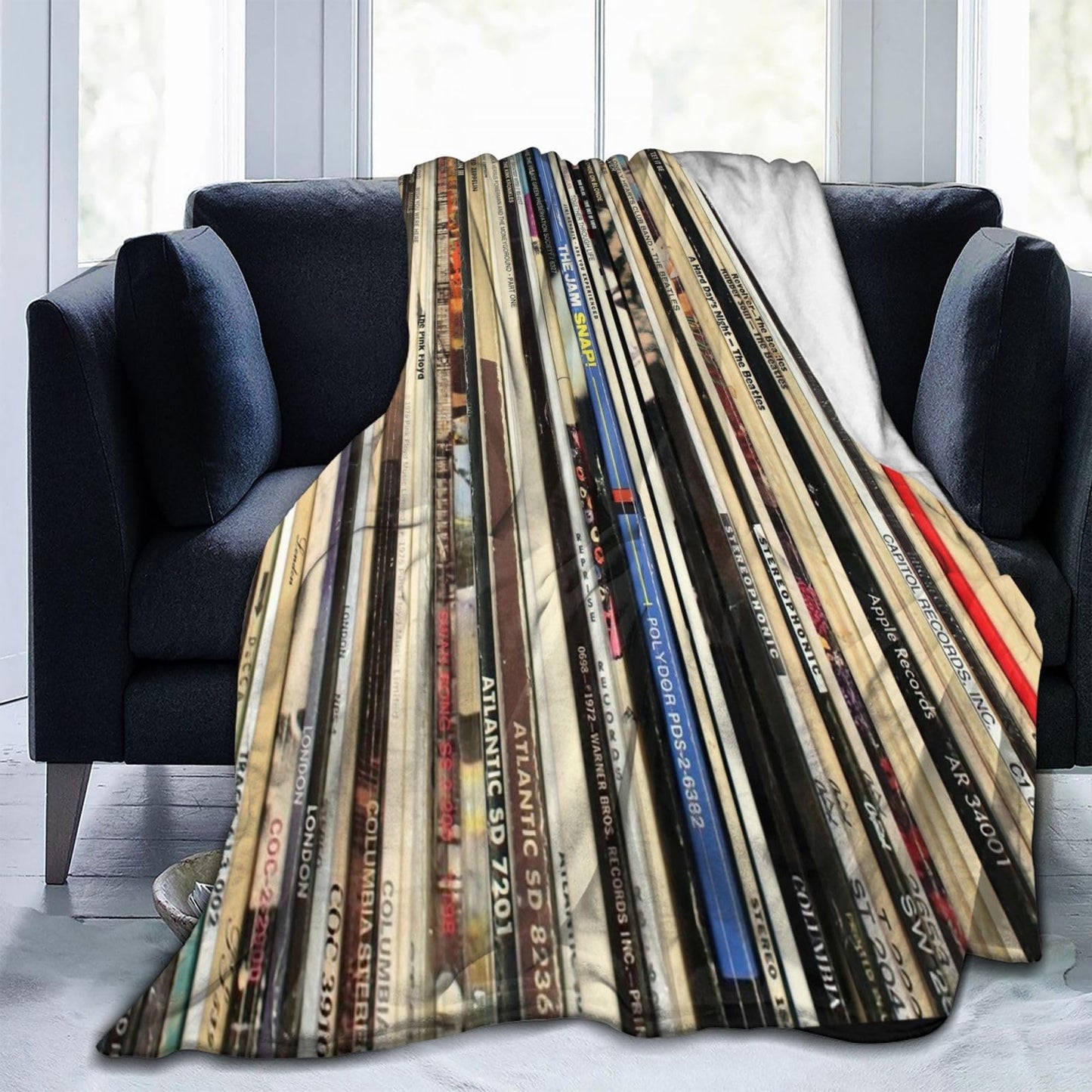 Classic Rock Vinyl Records Throw Blanket 50"X40" Lightweight Flannel Throws Blankets for Couch Bed Sofa Living Room Bedroom Home Decor,Soft Cozy Fluffy Fuzzy Plush Blanket for All Season