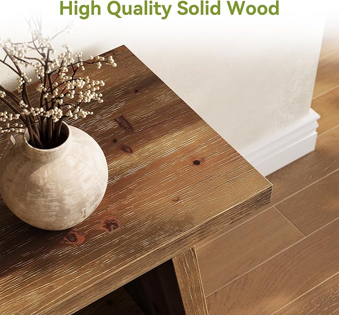 LITTLE TREE Solid Wood TV Stand, Farmhouse Media Console